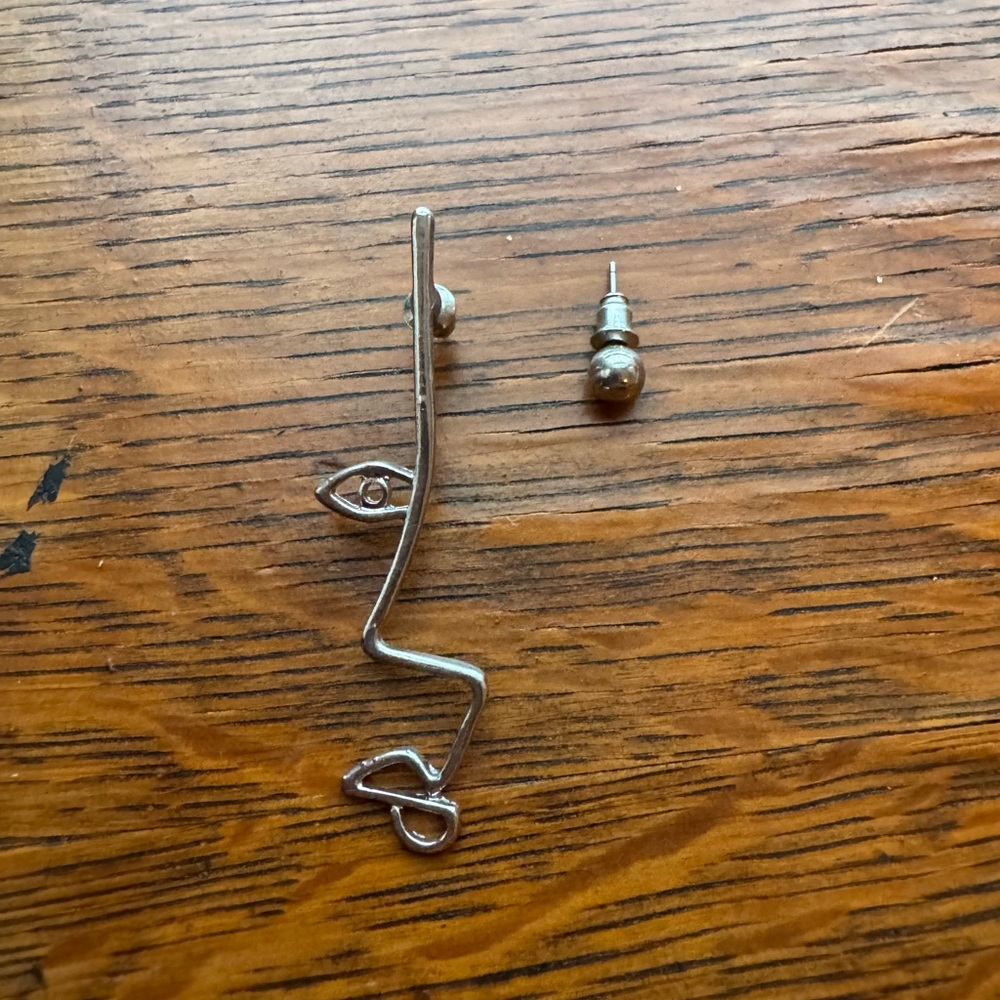 Silver Abstract Face Earrings